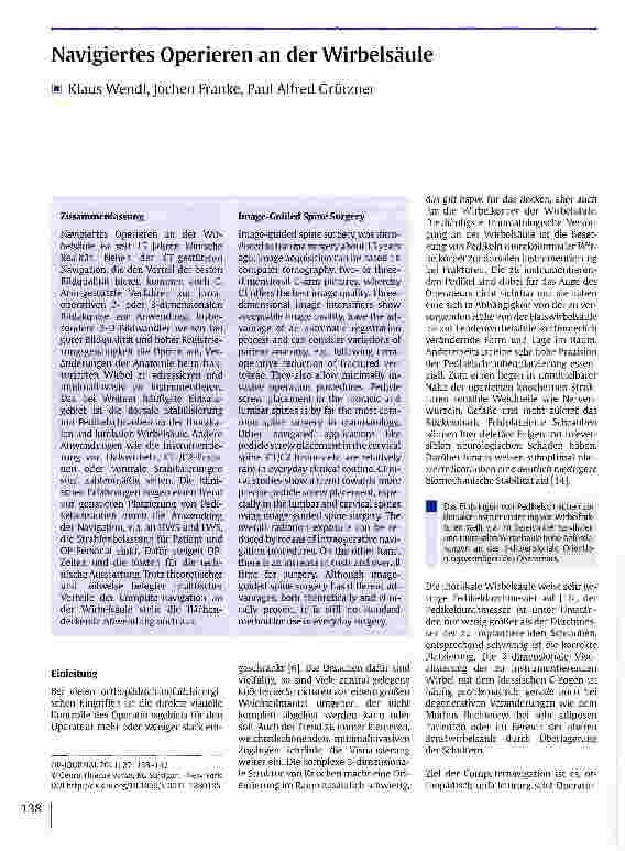 Vorschauseite 1: Navigiertes Operieren an der Wirbelsäule