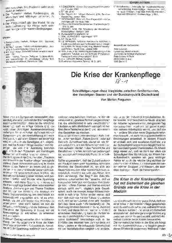 Vorschauseite 1: Die Krise der Krankenpflege