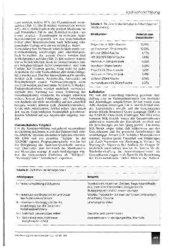 Vorschauseite 3: Sachkostenermittlung für Anästhesieleistungen mit Hilfe eines belegleserfähigen Anästhesieprotokolls