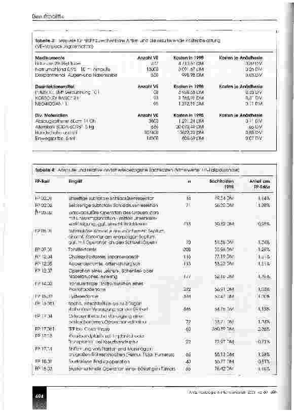 Vorschauseite 4: Sachkostenermittlung für Anästhesieleistungen mit Hilfe eines belegleserfähigen Anästhesieprotokolls