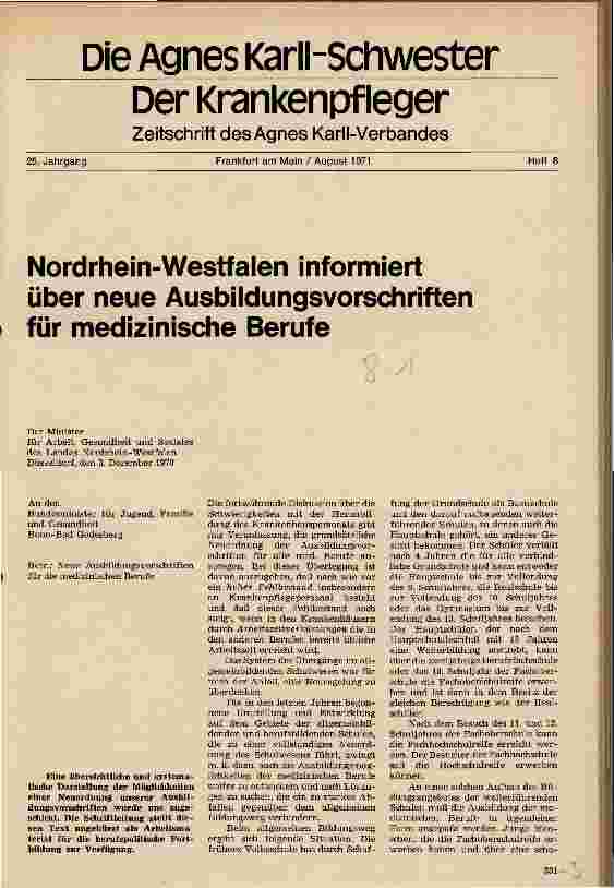 Vorschauseite 1: Nordrhein-Westfalen informiert über neue Ausbildungsvorschriften für medizinische Berufe