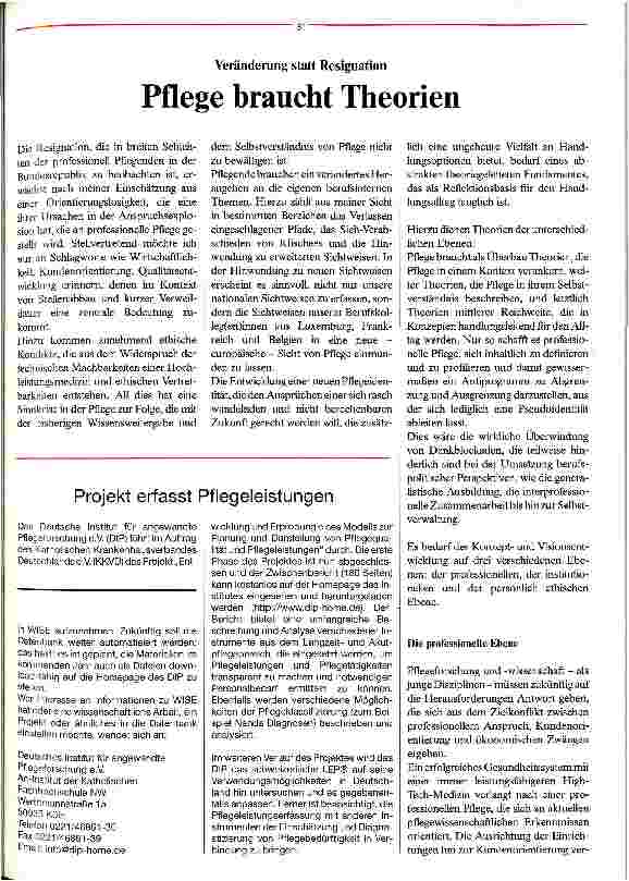 Vorschauseite 1: Pflege braucht Theorien Veränderung statt Resignation