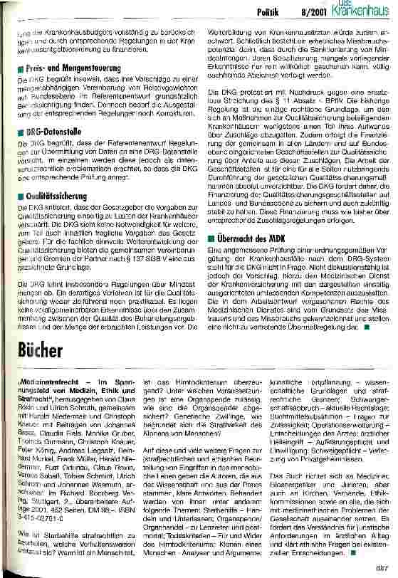 Vorschauseite 4: Referentenentwurf zum DRG-Einführungsgesetz liegt vor