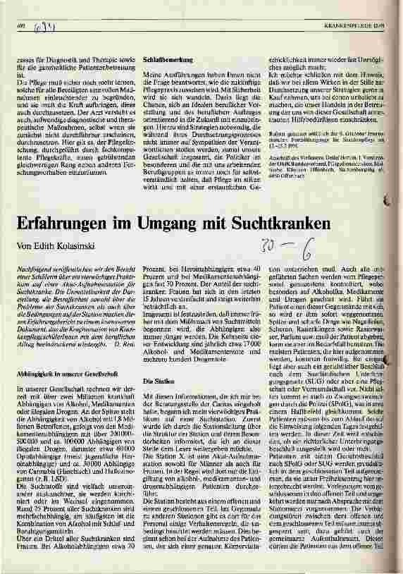 Vorschauseite 1: Erfahrungen im Umgang mit Suchtkranken