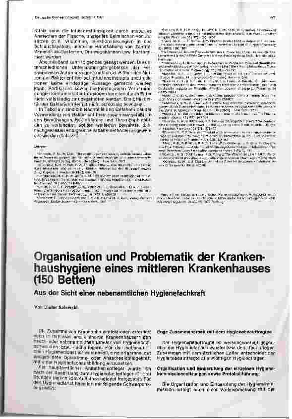 Vorschauseite 1: Organisation und Problematik der Krankenhaushygiene eines mittleren Krankenhauses (150 Betten)