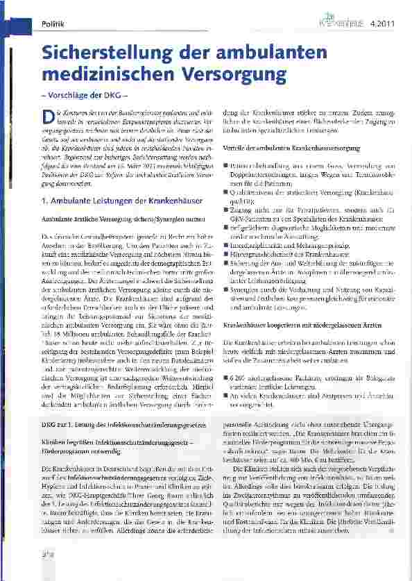 Vorschauseite 1: Sicherstellung der ambulanten medizinischen Versorgung