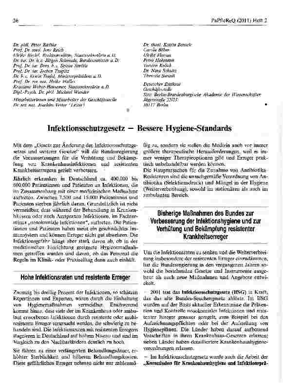 Vorschauseite 1: Infektionsschutzgesetz — Bessere Hygiene-Standards