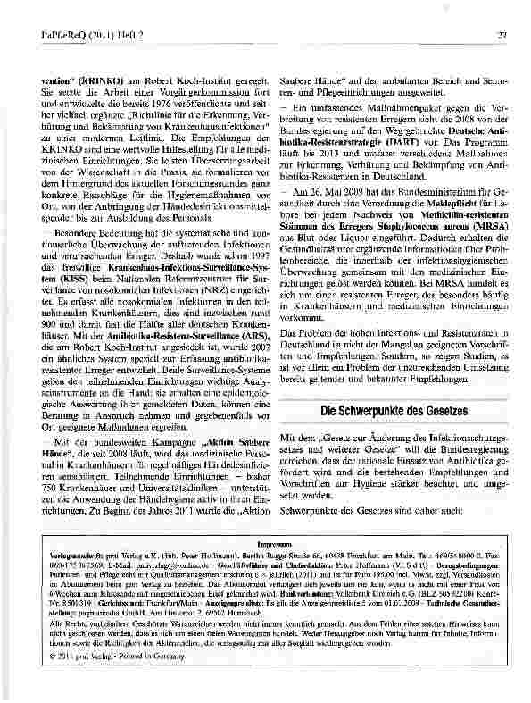 Vorschauseite 2: Infektionsschutzgesetz — Bessere Hygiene-Standards