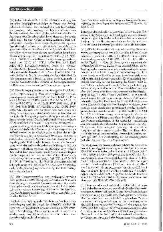 Vorschauseite 3: Erziehungsgeldanspruch eines nicht freizügigkeitsberechtigten Ausländers; Prozessführungsbefugnis