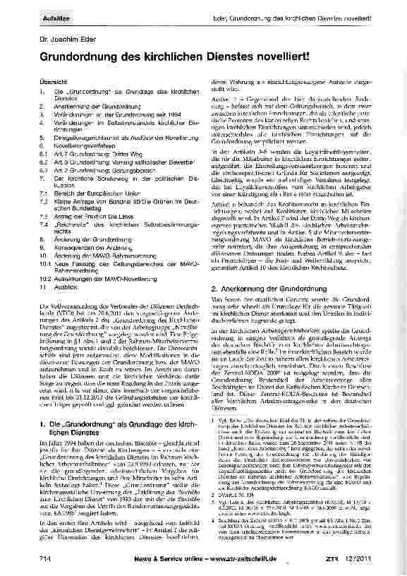 Vorschauseite 1: Grundordnung des kirchlichen Dienstes novelliert!