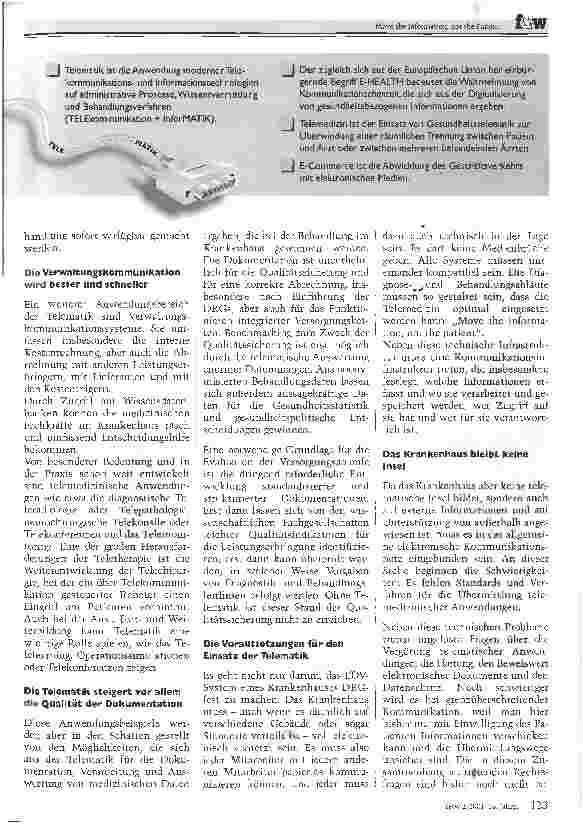 Vorschauseite 2: Move the Information, not the Patient Telematik und E-Commerce im Gesundheitswesen