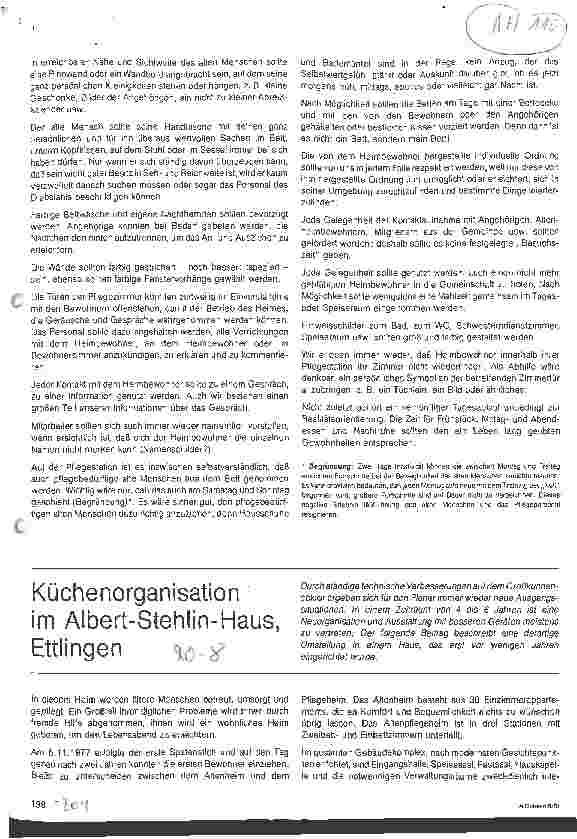 Vorschauseite 1: Küchenorganisation im Albert-Stehlin-Haus, Ettlingen