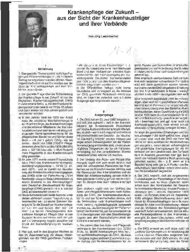 Vorschauseite 1: Krankenpflege der Zukunft - aus der Sicht der Krankenhausträger und ihrer Verbände
