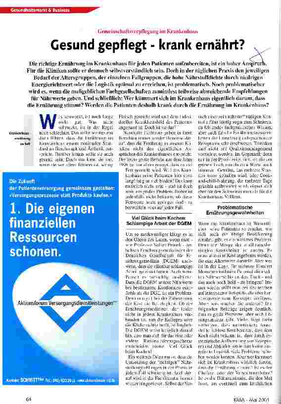 Vorschauseite 1: Gesund gepflegt - krank ernährt?