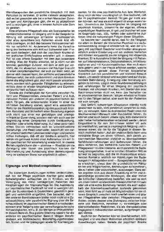 Vorschauseite 3: Pflegen in der Psychiatrie Beitrag zum Problem der Würde des psychisch Kranken
