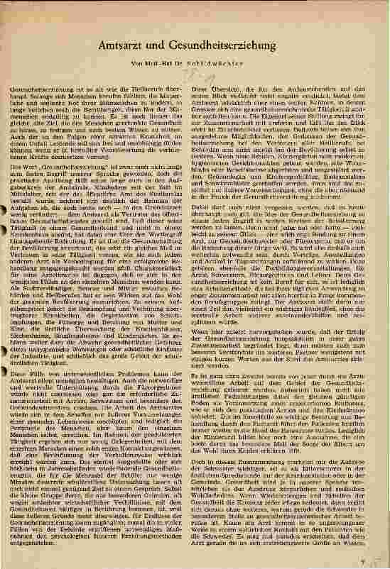 Vorschauseite 1: Amtsarzt und Gesundheitserziehung