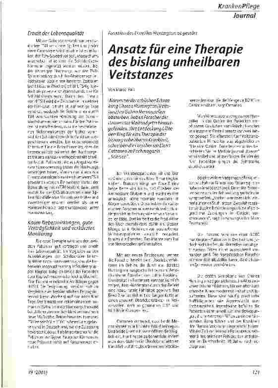 Vorschauseite 1: Ansatz für eine Therapie des bislang unheilbaren Veitstanzes