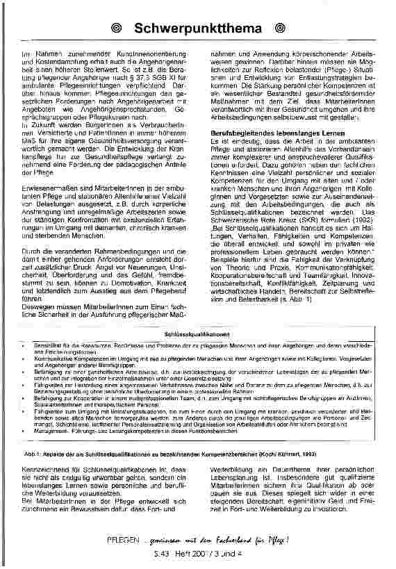 Vorschauseite 2: Fortund Weiterbildung in der ambulanten Pflege und stationären Altenhilfe Spiegelbild des Wandels in der Pflege