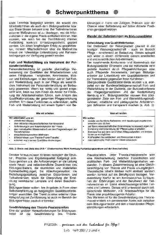 Vorschauseite 4: Fortund Weiterbildung in der ambulanten Pflege und stationären Altenhilfe Spiegelbild des Wandels in der Pflege