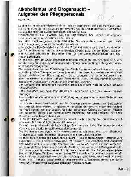 Vorschauseite 1: Alkoholismus und Drogensucht - Aufgaben des Pflegepersonals