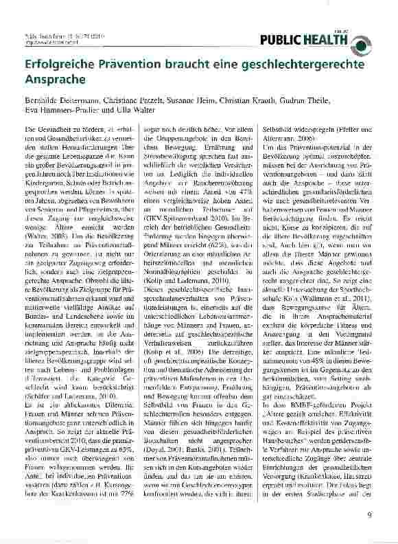 Vorschauseite 1: Erfolgreiche Prävention braucht eine geschlechtergerechte Ansprache
