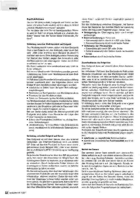 Vorschauseite 2: Regularien für mobile Medizinprodukte Welche Anforderungen gelten für die Kommunikation via Internet?