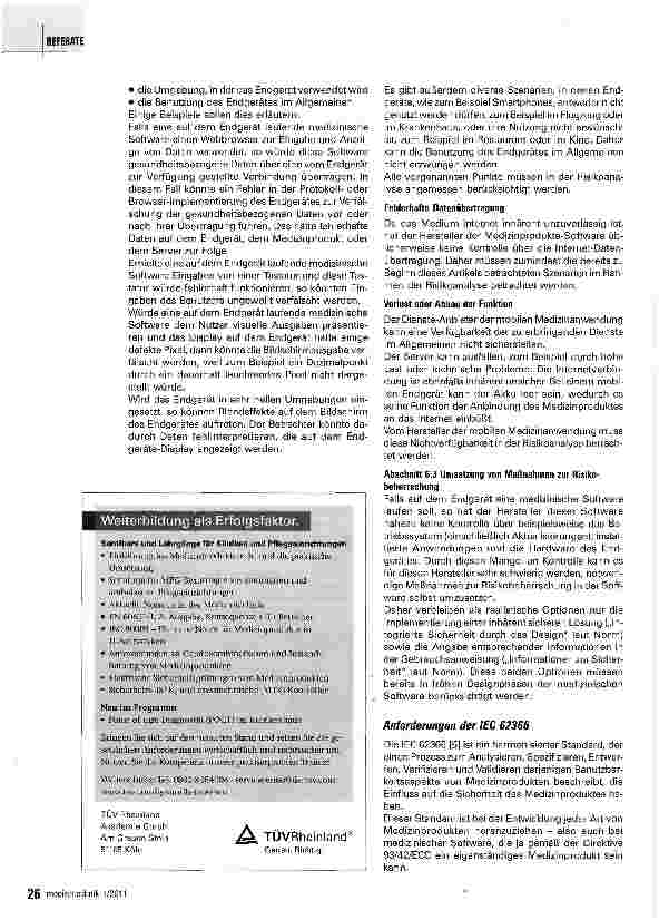 Vorschauseite 6: Regularien für mobile Medizinprodukte Welche Anforderungen gelten für die Kommunikation via Internet?