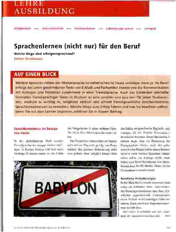 Vorschauseite 1: Sprachenlernen (nicht nur) für den Beruf