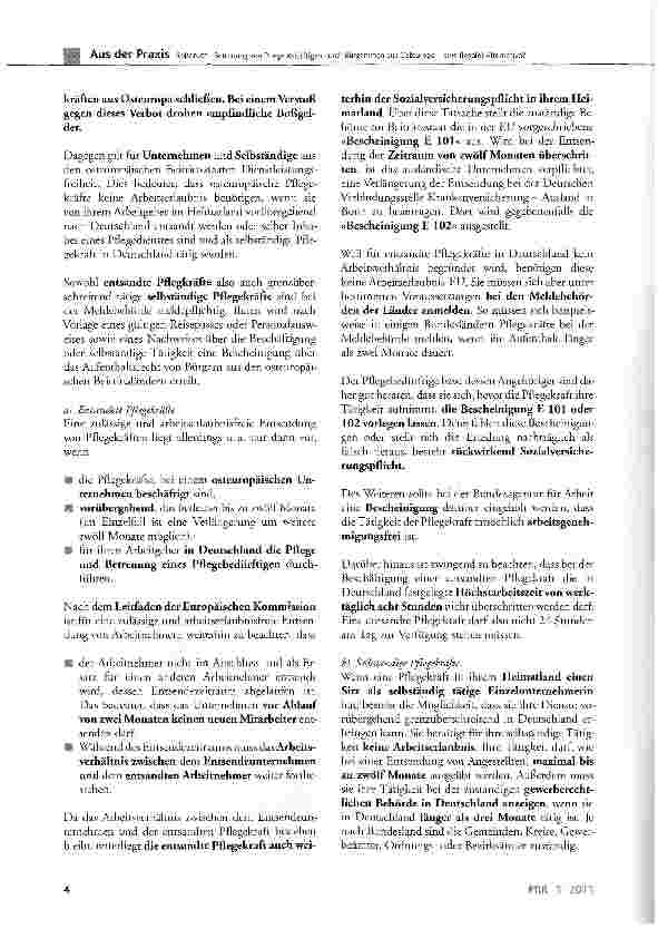Vorschauseite 2: Betreuung von Pflegebedürftigen durch Bürgerinnen aus Osteuropa - eine (legale)Alternative?