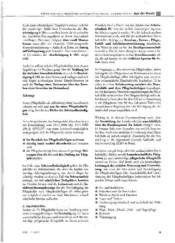 Vorschauseite 3: Betreuung von Pflegebedürftigen durch Bürgerinnen aus Osteuropa - eine (legale)Alternative?