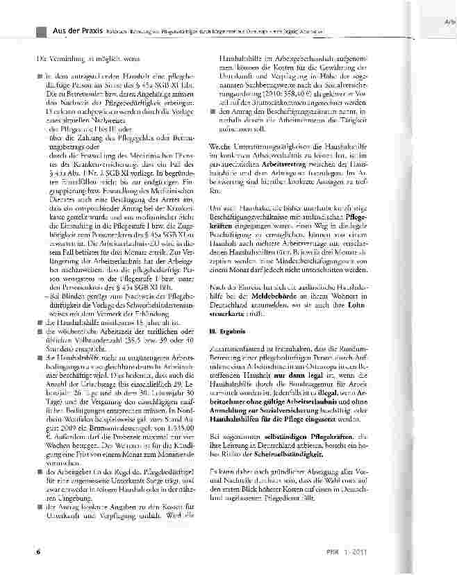 Vorschauseite 4: Betreuung von Pflegebedürftigen durch Bürgerinnen aus Osteuropa - eine (legale)Alternative?