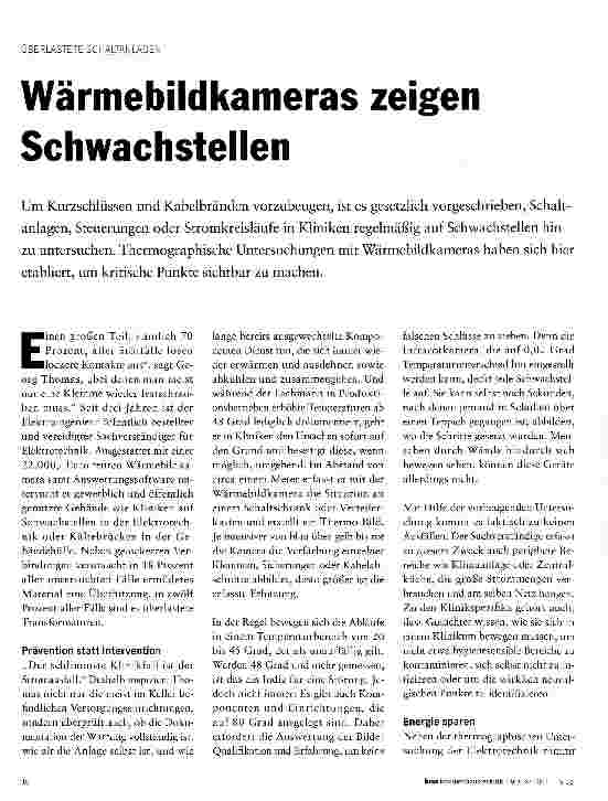 Vorschauseite 1: ÜBERLASTETE SCHALTANLAGENWärmebildkameras zeigen Schwachstellen