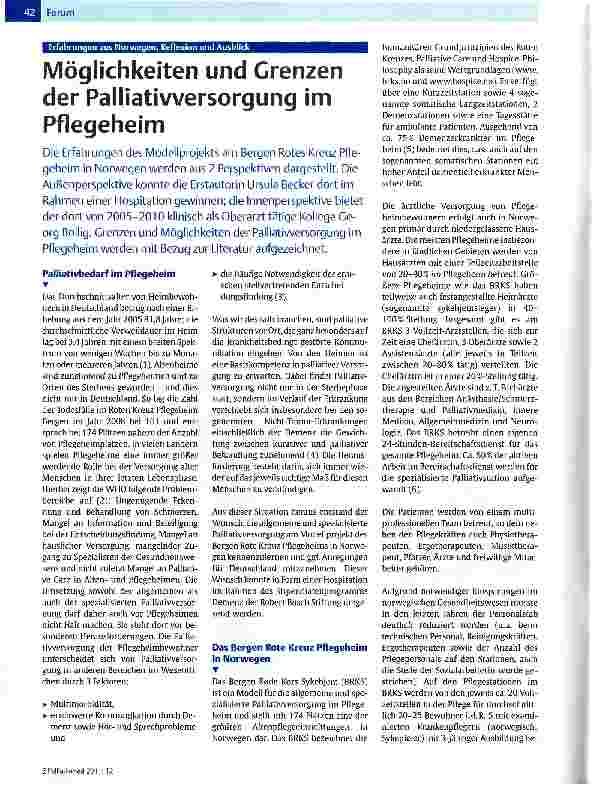 Vorschauseite 1: Möglichkeiten und Grenzen der Palliativversorgung im Pflegeheim