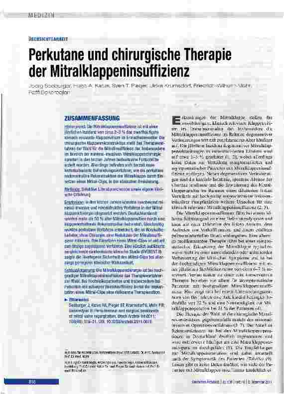 Vorschauseite 1: Perkutane und chirurgische Therapie der Mitralklappeninsuffizienz