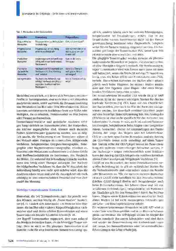 Vorschauseite 2: Biomarker in der Onkologie -Definitionen und Interpretationen