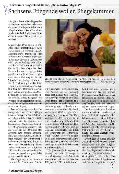 Vorschauseite 1: Sachsens Pflegende wollen Pflegekammer