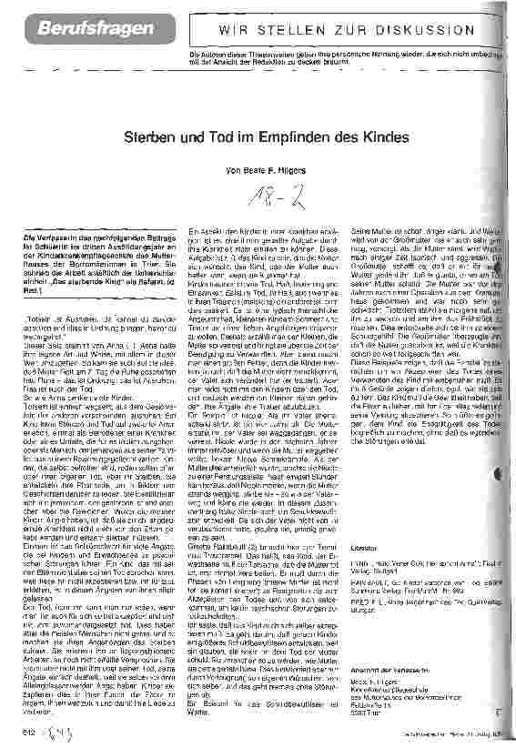 Vorschauseite 1: Sterben und Tod im Empfinden des Kindes