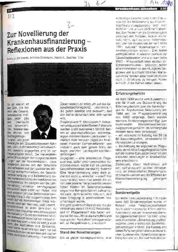 Vorschauseite 1: Zur Novellierung der Krankenhausfinanzierung - Reflexionen aus der Praxis