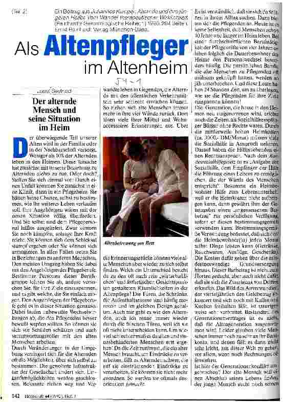 Vorschauseite 1: Als Altenpfleger im Altenheim