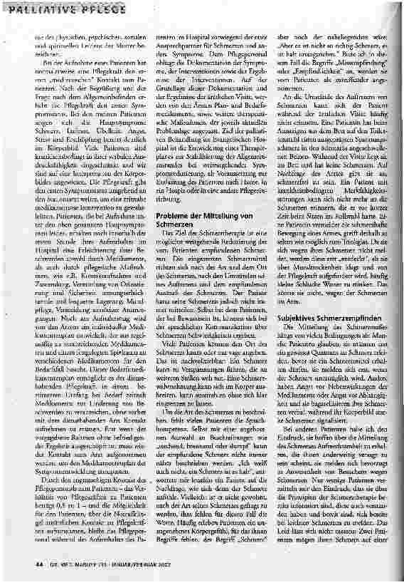 Vorschauseite 3: Den Schmerz kommunizierbar machen Ein Praxisbericht aus der Palliativen Pflege