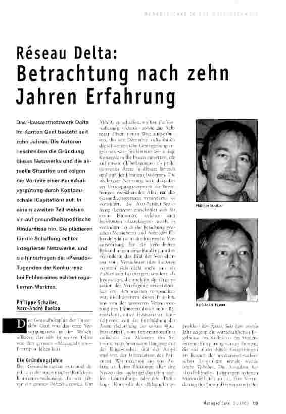 Vorschauseite 1: Reseau Delta:Betrachtung nach zehn Jahren Erfahrung