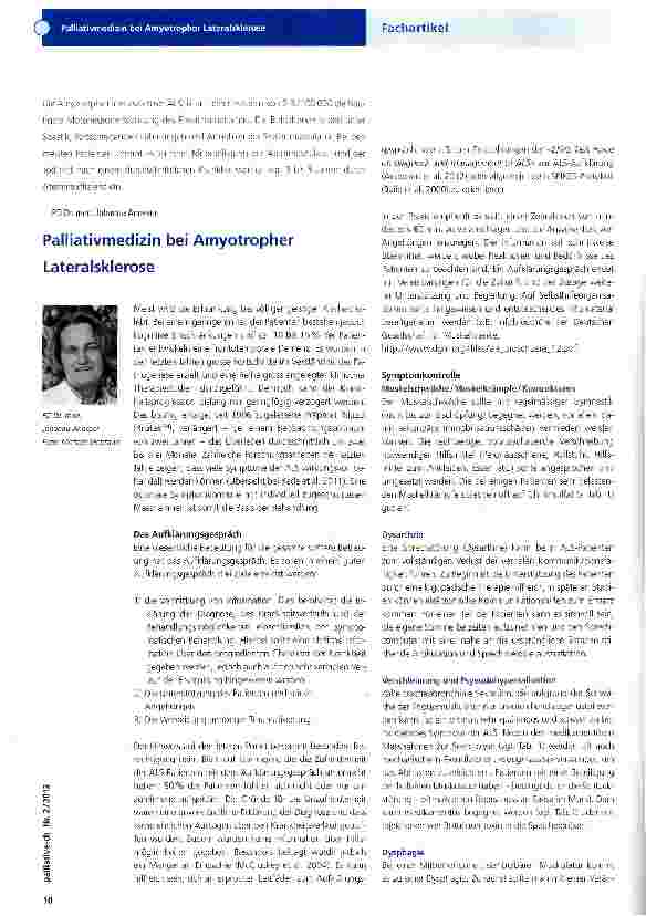 Vorschauseite 1: Palliativmedizin bei Amyotropher Lateralsklerose
