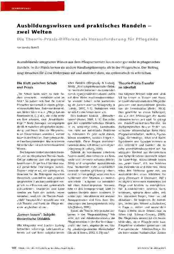 Vorschauseite 1: Ausbildungswissen und praktisches Handeln -zwei Welten