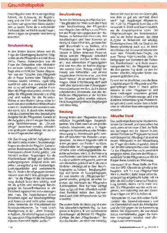 Vorschauseite 2: Eine Pflegekammer für Bayern