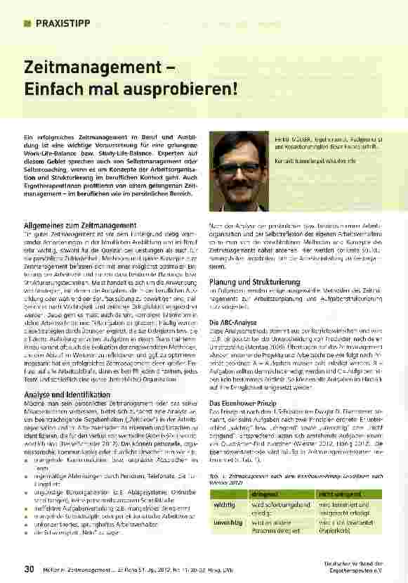 Vorschauseite 1: Zeitmanagement -Einfach mal ausprobieren!