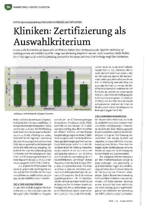 Vorschauseite 1: Kliniken: Zertifizierung als Auswahlkriterium