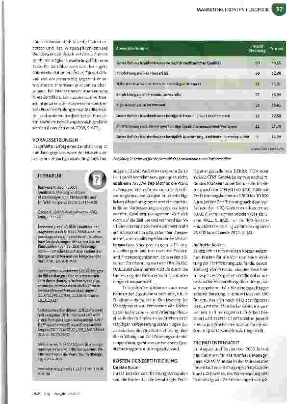 Vorschauseite 2: Kliniken: Zertifizierung als Auswahlkriterium