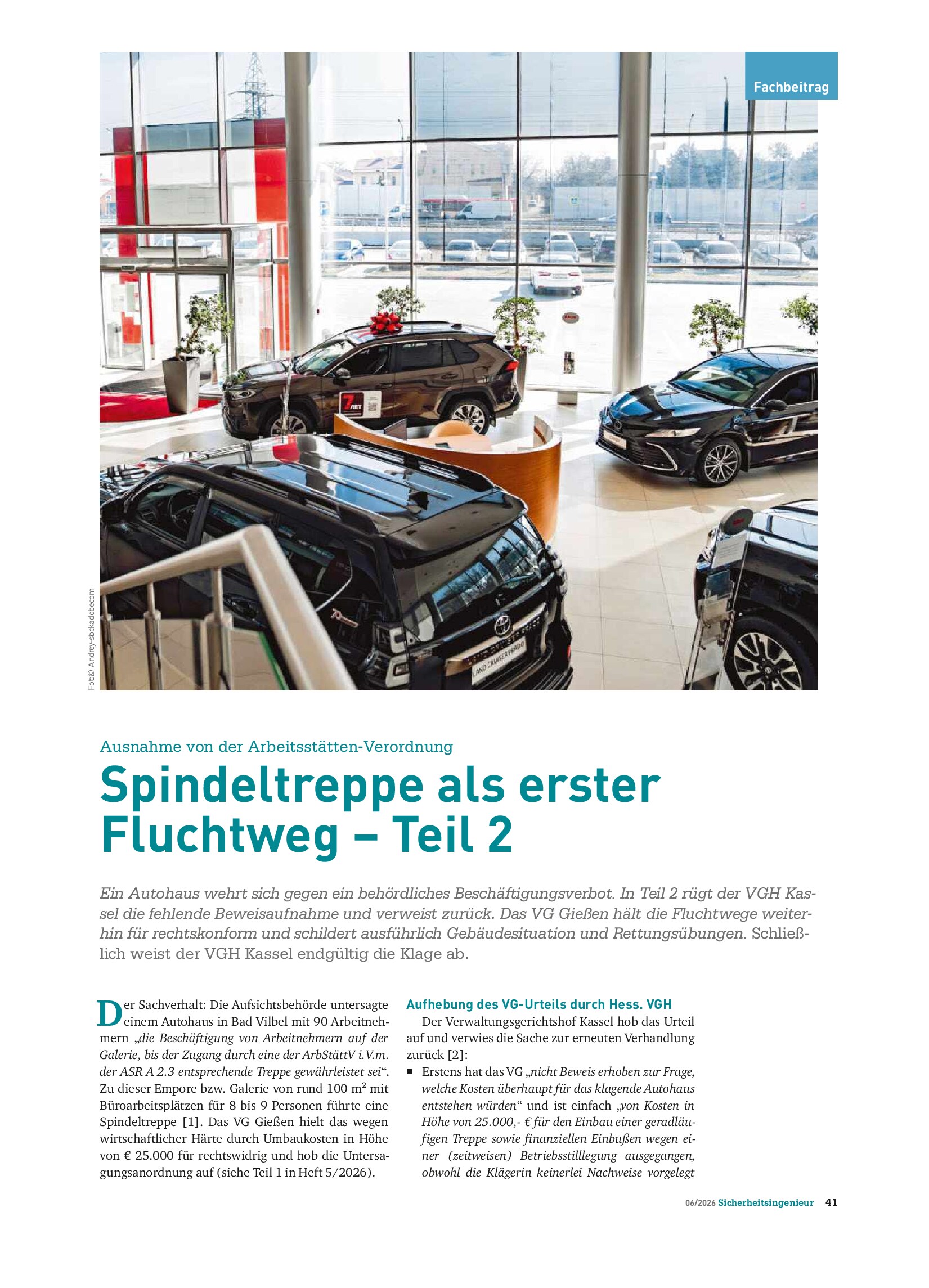 Vorschauseite 1: Spindeltreppe als erster Fluchtweg – Teil 2