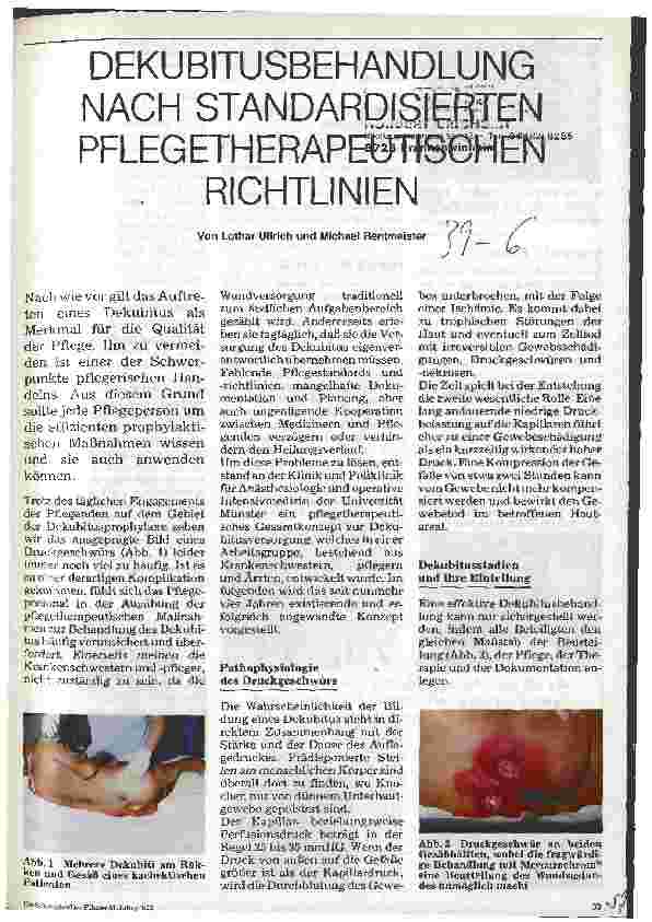 Vorschauseite 1: Dekubitusbehandlung nach standardisierten Pflegetherapeutischen Richtlinien