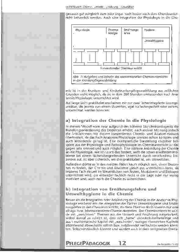 Vorschauseite 2: Chemie - Umwelt-Enrnährung - Gesundheit Curriculum für die Nebenfächer in der Krankenpflegeund Kinderkrankenpflegeausbildung